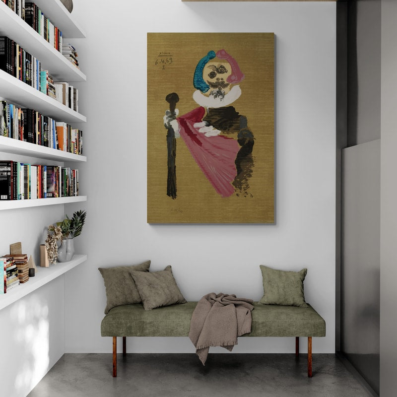 Portrait Imaginaire - 6.4.69 I by Pablo Picasso wall art in a living room