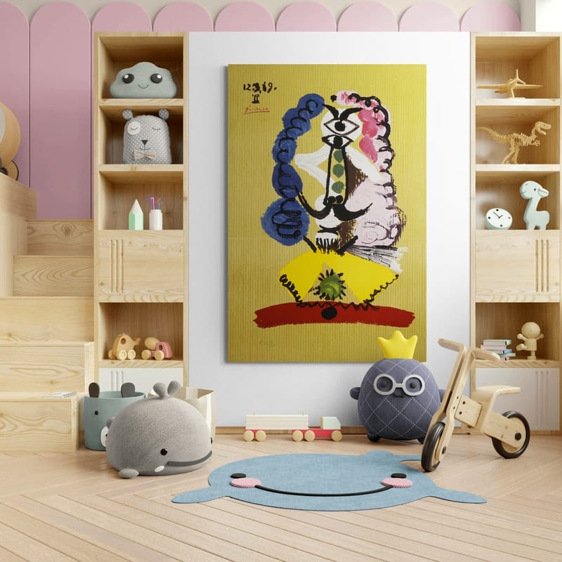 Portrait Imaginaire - 12.3.69 II by Pablo Picasso wall art in a kids room