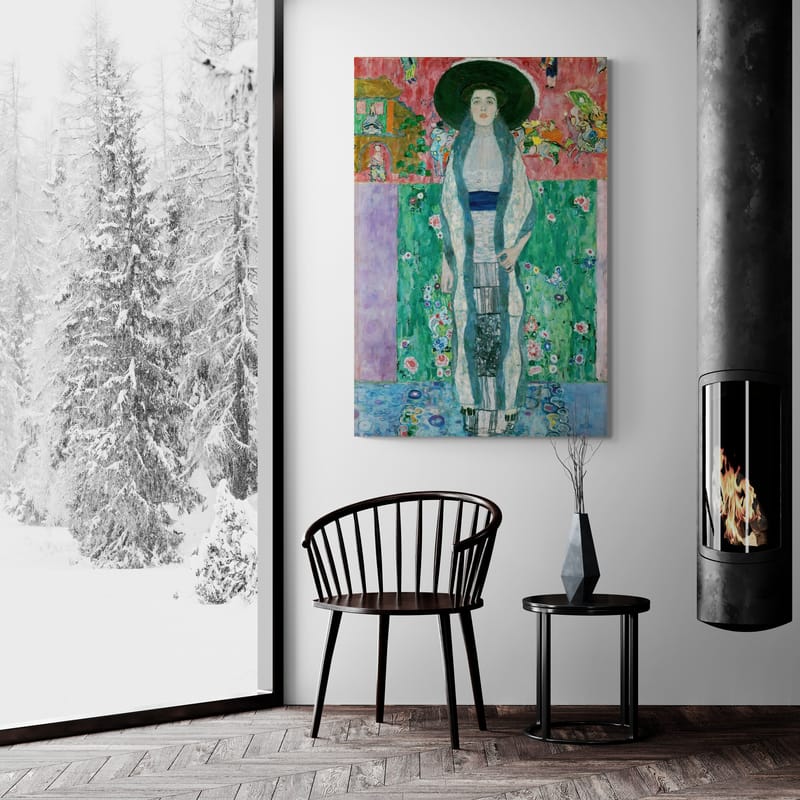 Portrait of Adele Bloch-Bauer II by Gustav Klimt wall art in a living room