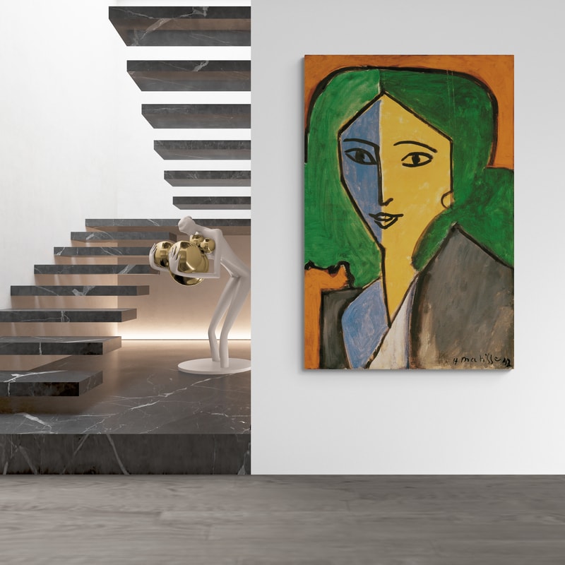 Portrait of Lydia Delectorskaya by Henri Matisse wall art in a hallway
