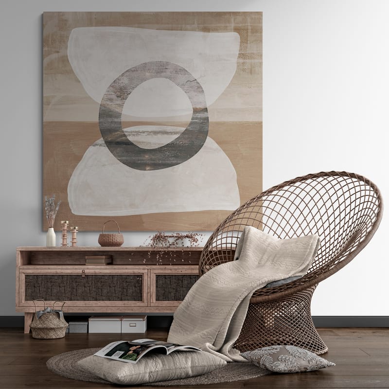 Primitive Abstract 1 by Nina Blue wall art in a living room