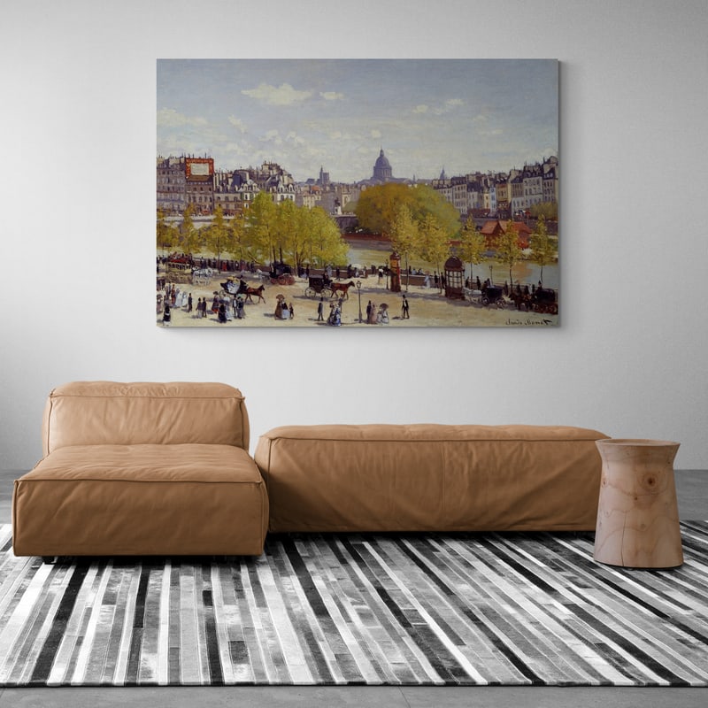 Quai du Louvre 1867 by Claude Monet wall art in a living room