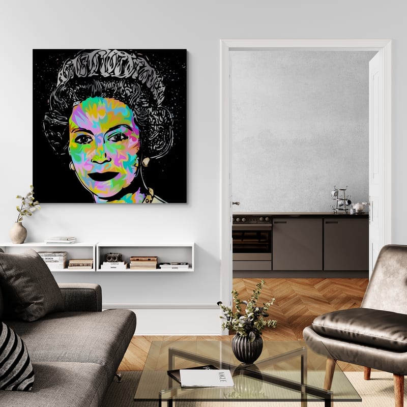 Queen 2024 by Technodrome1 wall art in a living room