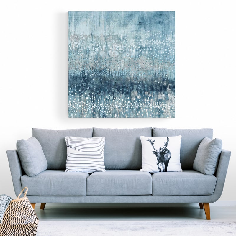 Rain Abstract III Blue Silver by Danhui Nai wall art from Glam Wall Art