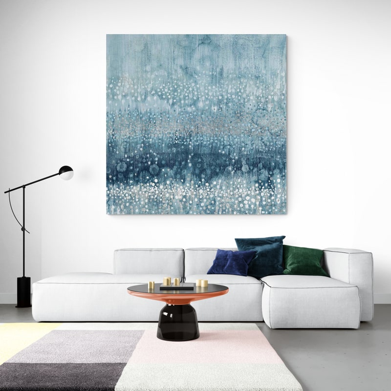 Rain Abstract IV Blue Silver by Danhui Nai wall art from Glam Wall Art