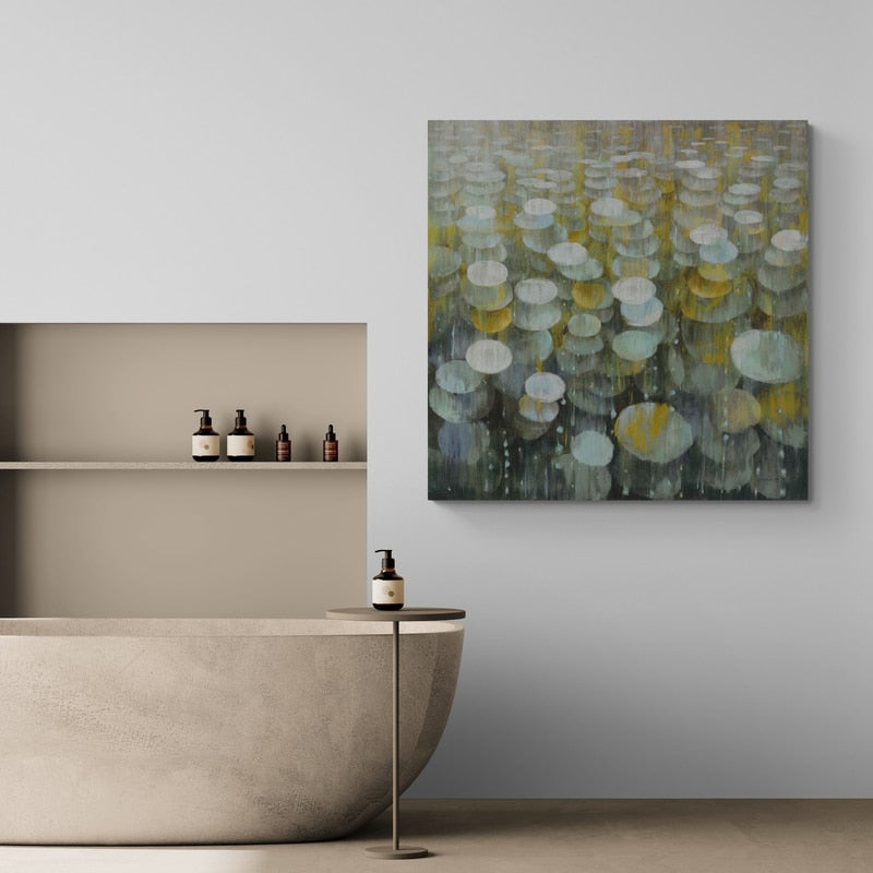 Rain Drops Yellow Gray by Danhui Nai wall art from Glam Wall Art