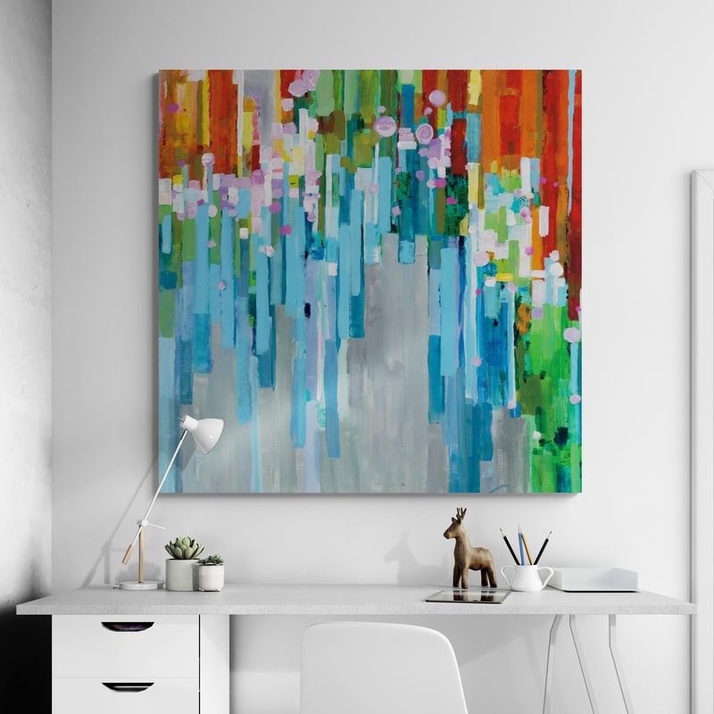 Rainbow Of Stripes I by Danhui Nai wall art in a living room