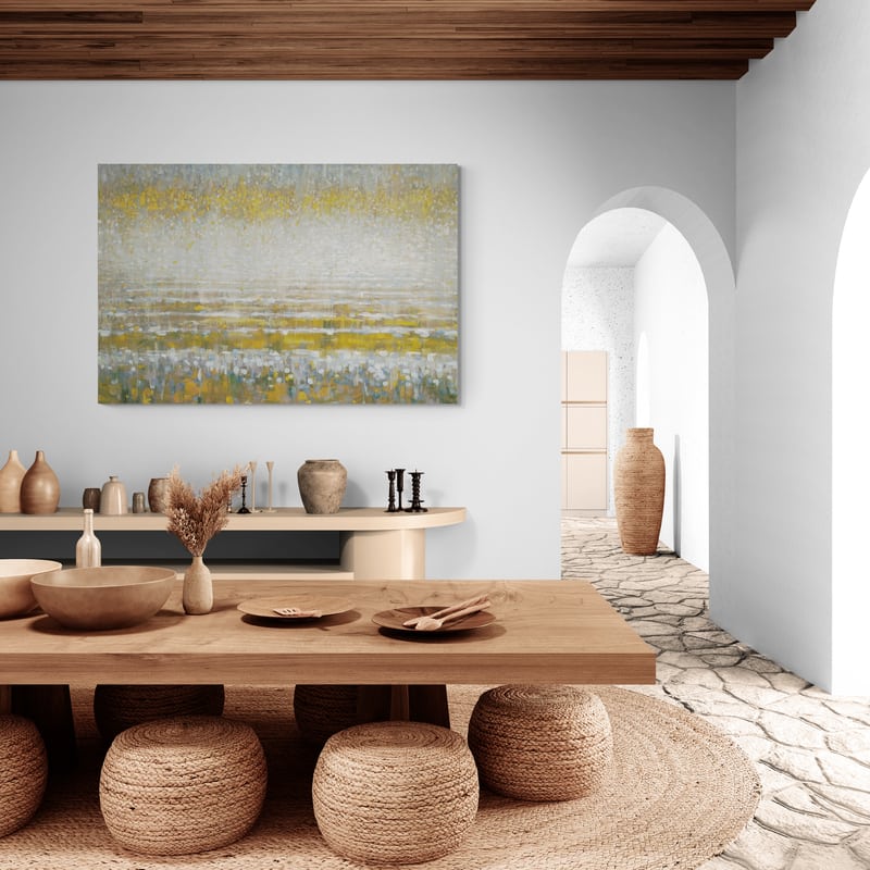Rains Over The Lake Yellow Gray I by Danhui Nai wall art from Glam Wall Art