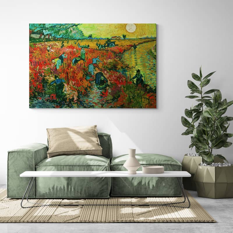 Red Vineyards near Arles 1888 by Vincent Van Gogh wall art in a living room