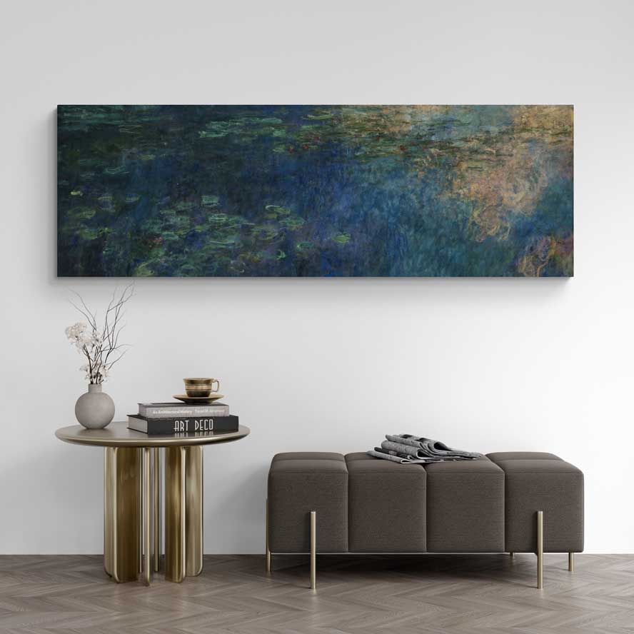 Reflections of Clouds on the Water-Lily Pond, Triptych Left Panel 1914-1926 by Claude Monet wall art from Glam Wall Art
