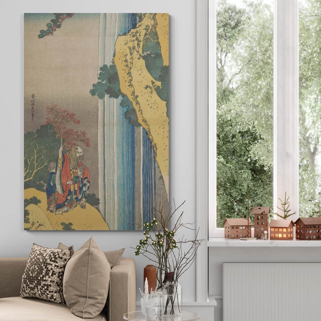 Ri Haku from the series Mirrors of Japanese and Chinese Poems by Katsushika Hokusai wall art in a living room