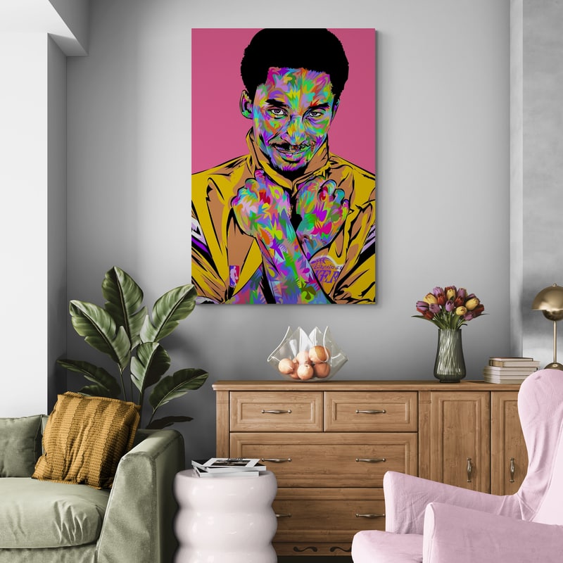 RIP Kobe Pink by Technodrome1 wall art in a dining room