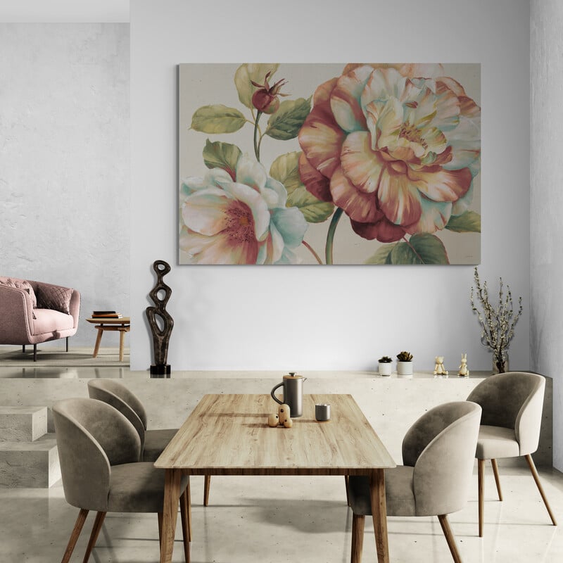 Romantic Afternoon Light II Spice by Lisa Audit wall art in a dining room