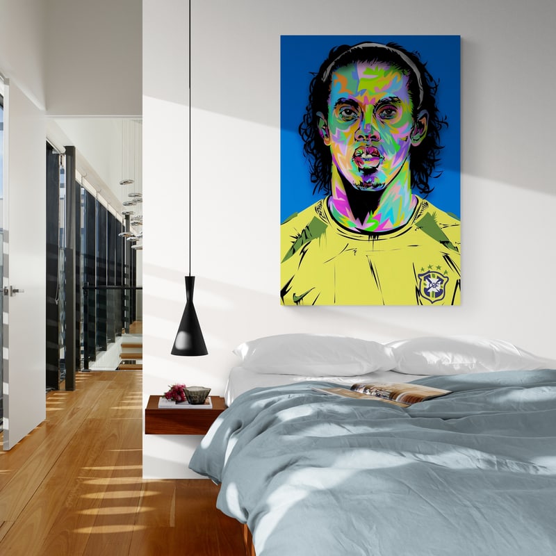 Ronaldinho by Technodrome1 wall art in a living room