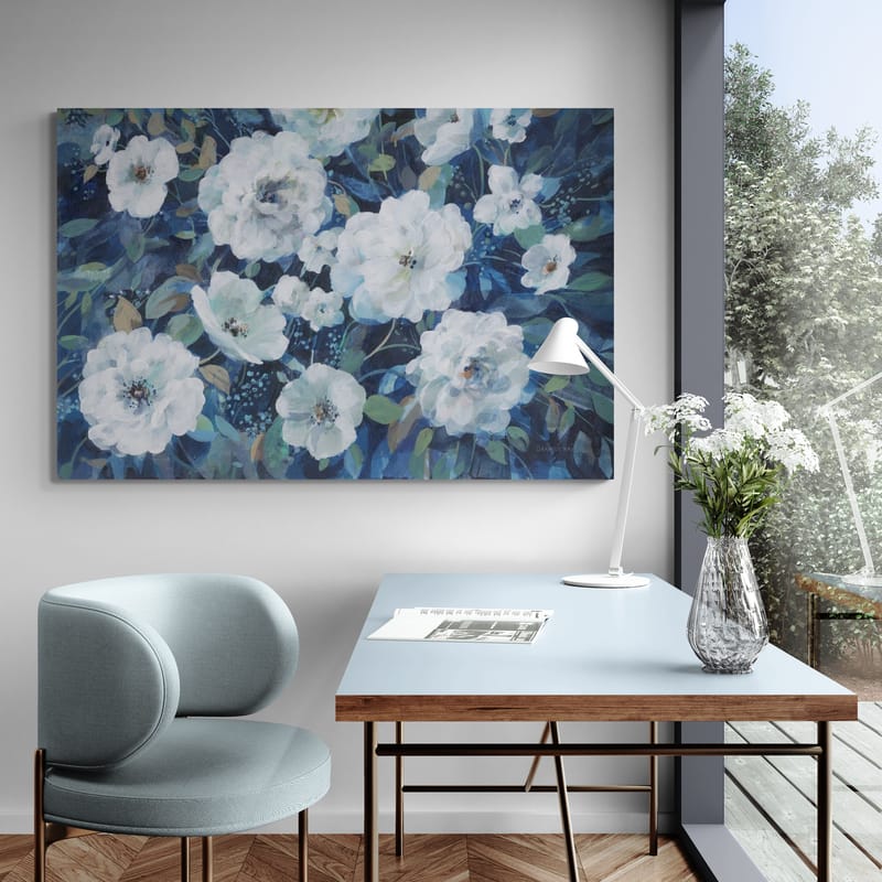 Rugosa Roses by Danhui Nai wall art in a living room