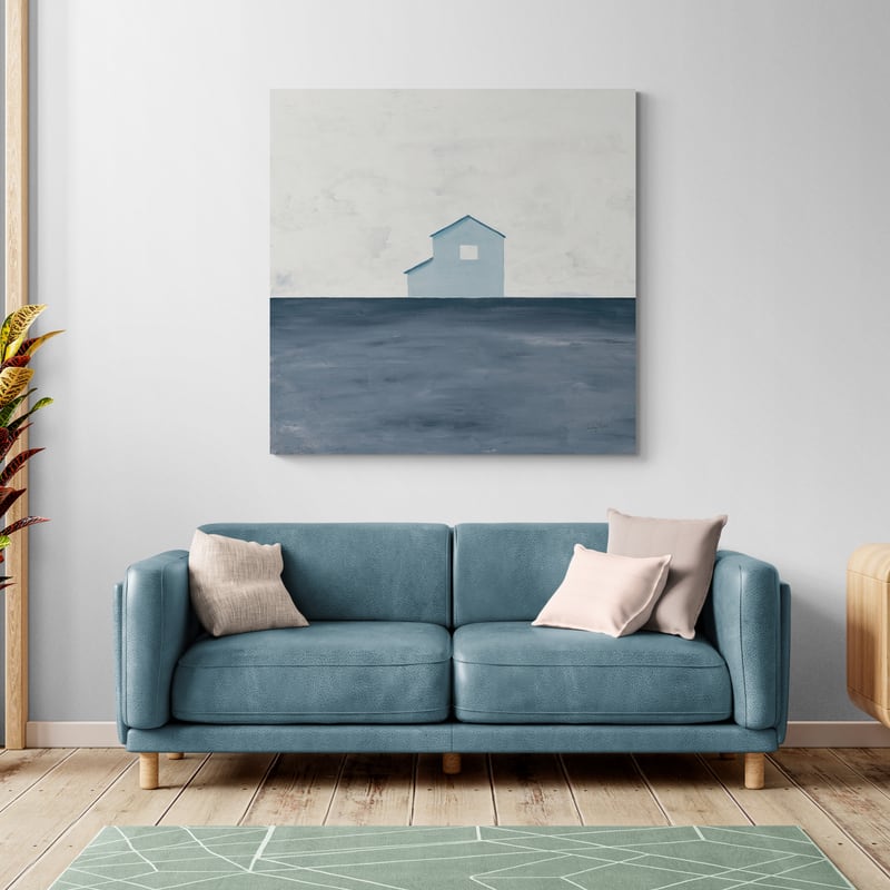 Rural Simplicity IV Blue by Courtney Prahl wall art in a living room
