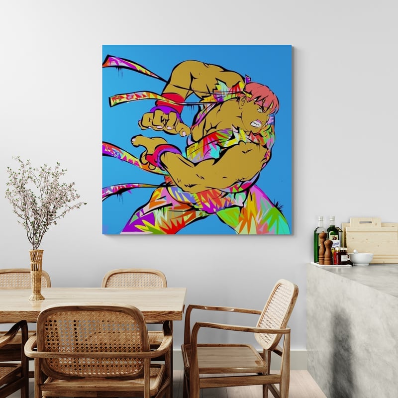 Ryu by Technodrome1 wall art in a dining room