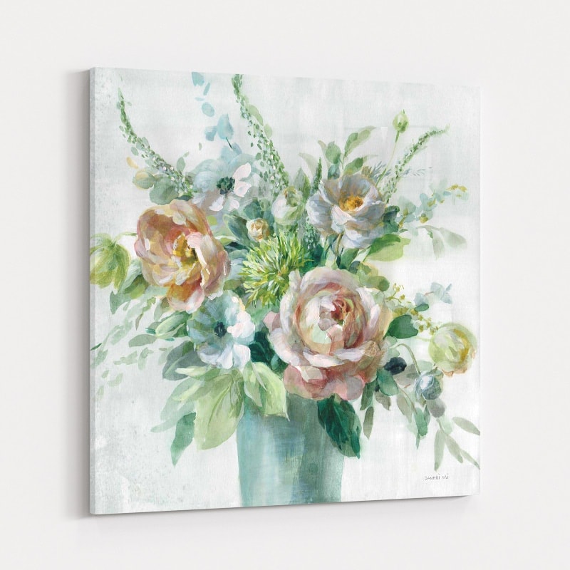 Sage And Peach Flowers I by Danhui Nai wall art