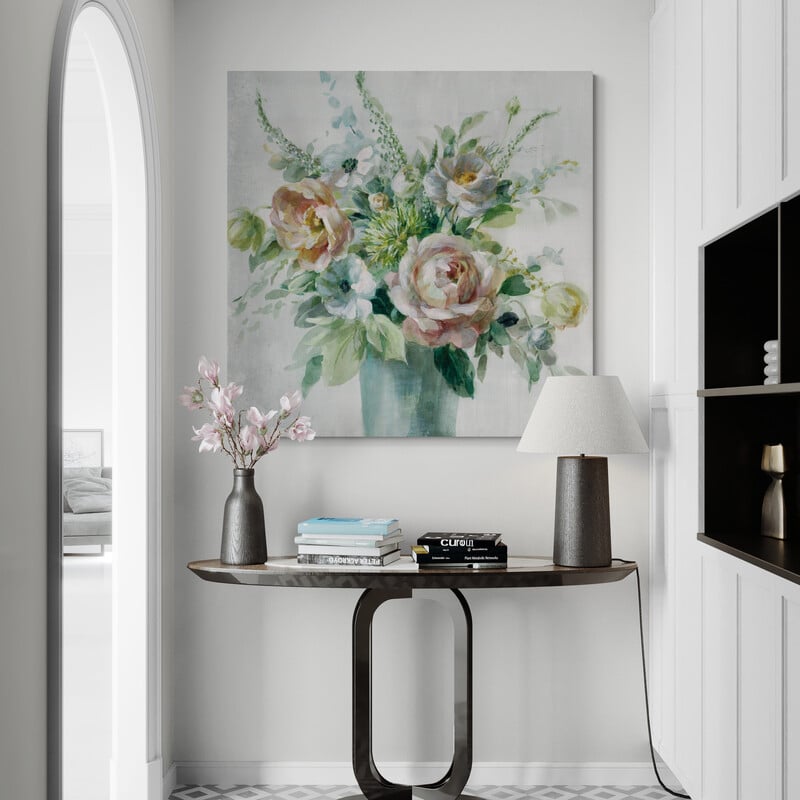 Sage And Peach Flowers I by Danhui Nai wall art from Glam Wall Art