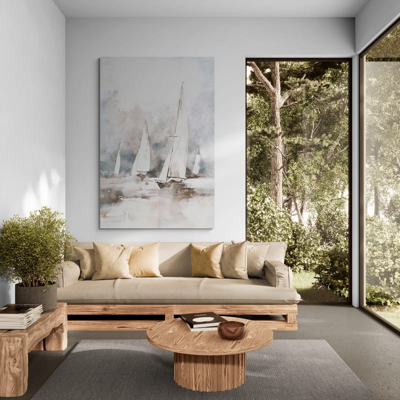 Sail The Sea 1 by Jetty Home wall art in a living room