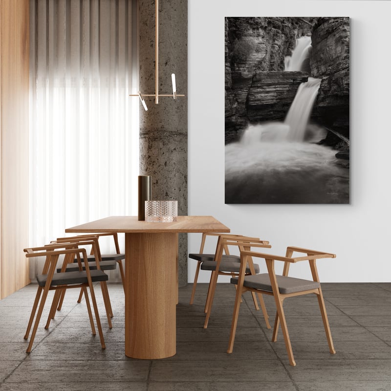 Saint Mary's Falls by Alan Majchrowicz wall art in a dining room