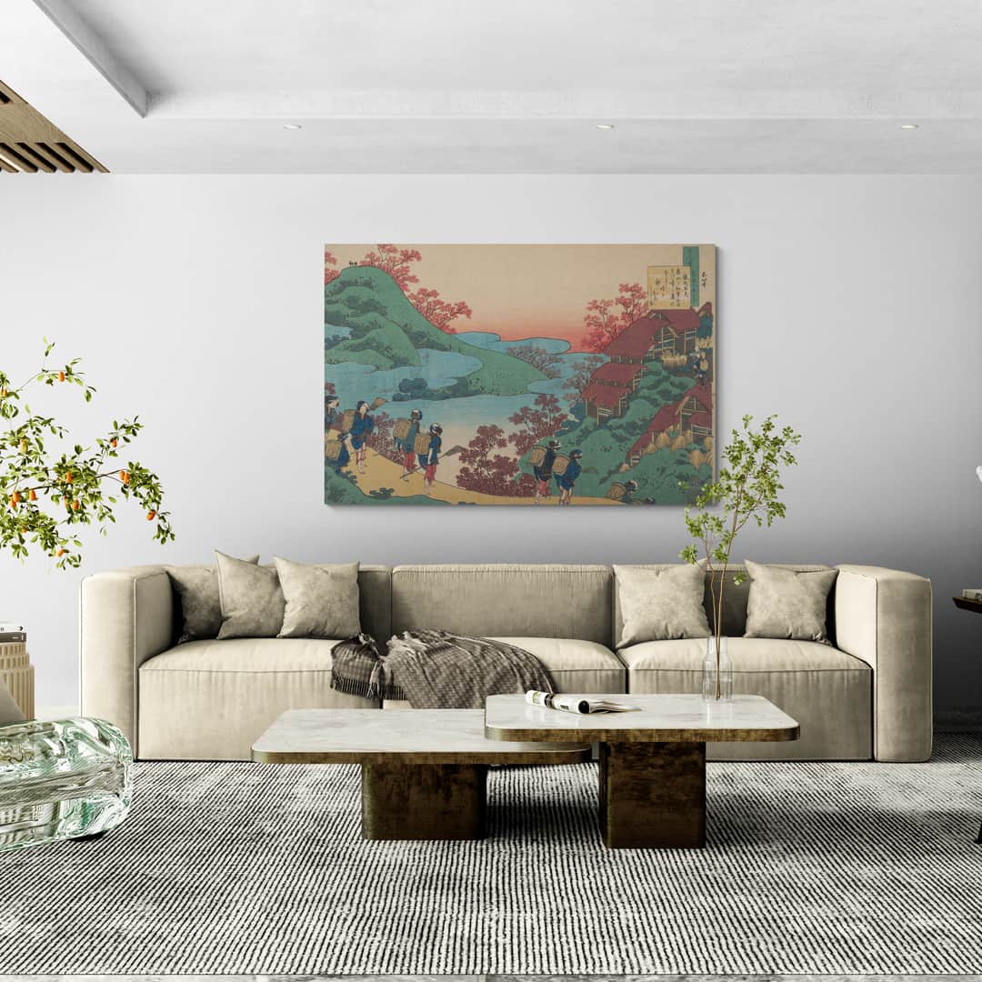 Sarumaru Dayu by Katsushika Hokusai wall art in a living room