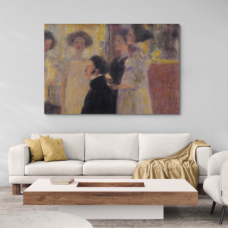 Schubert At The Piano Sketch by Gustav Klimt wall art in a living room