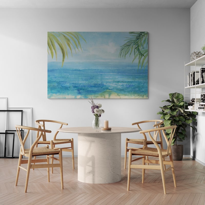 Sea Sparkle I Tropical by Danhui Nai wall art in a dining room