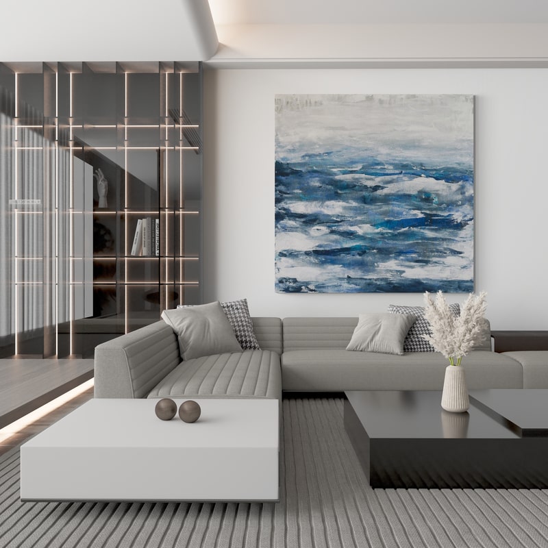 Seaside Escape III by Courtney Prahl wall art in a living room
