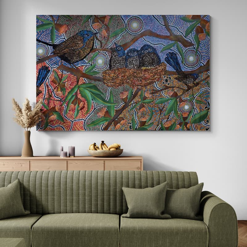 6 Seasons Dreaming by Julianne Wade wall art in a living room