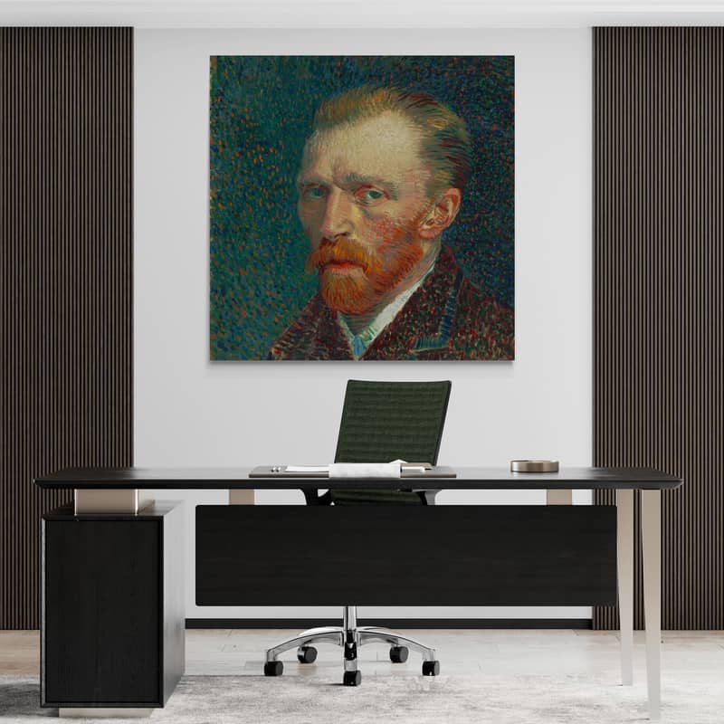 Self-Portrait 1887 II by Vincent Van Gogh wall art in a hallway
