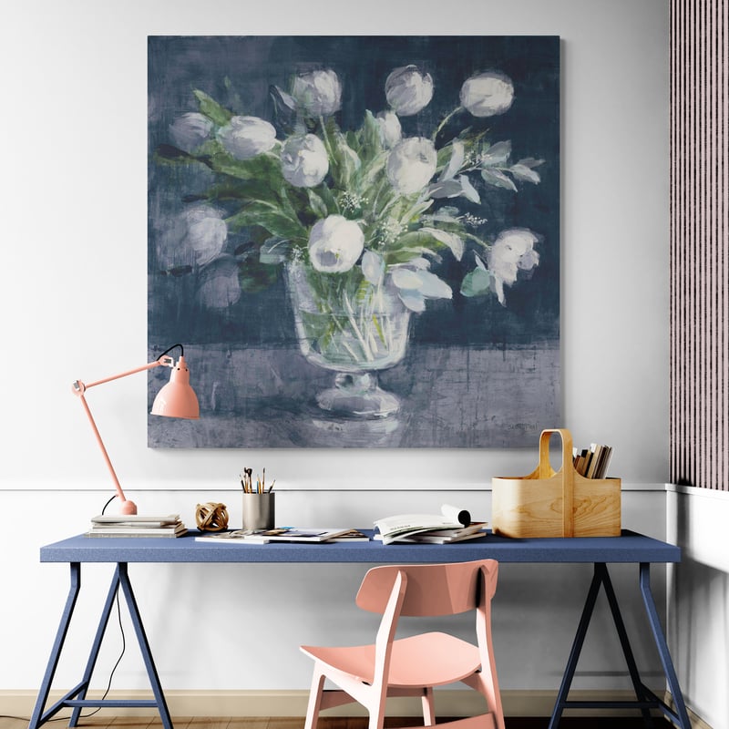 Serene Tulips Navy by Danhui Nai wall art from Glam Wall Art