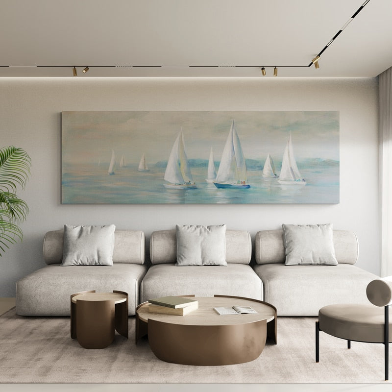 Setting Sail I by Danhui Nai wall art in a living room