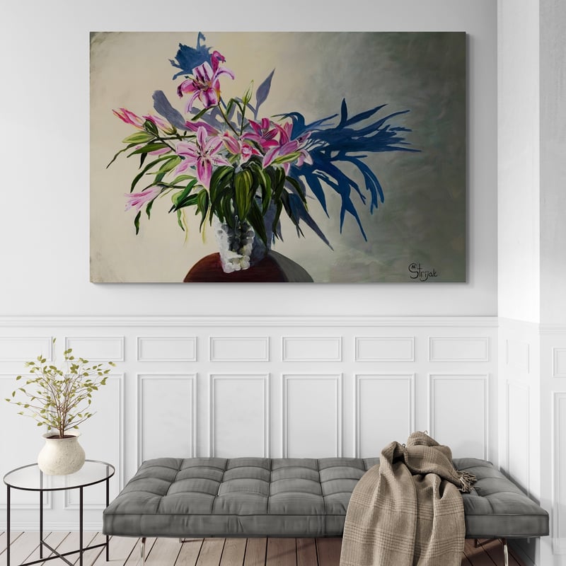 Shades of Grey by Marina Strijakova wall art in a living room