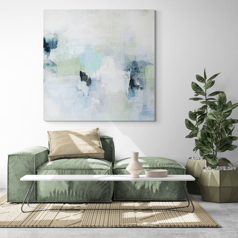 Shifting 1 by Nina Blue wall art in a living room