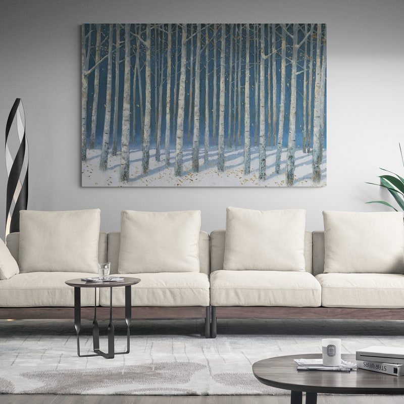 Shimmering Birches by James Wiens wall art in a living room