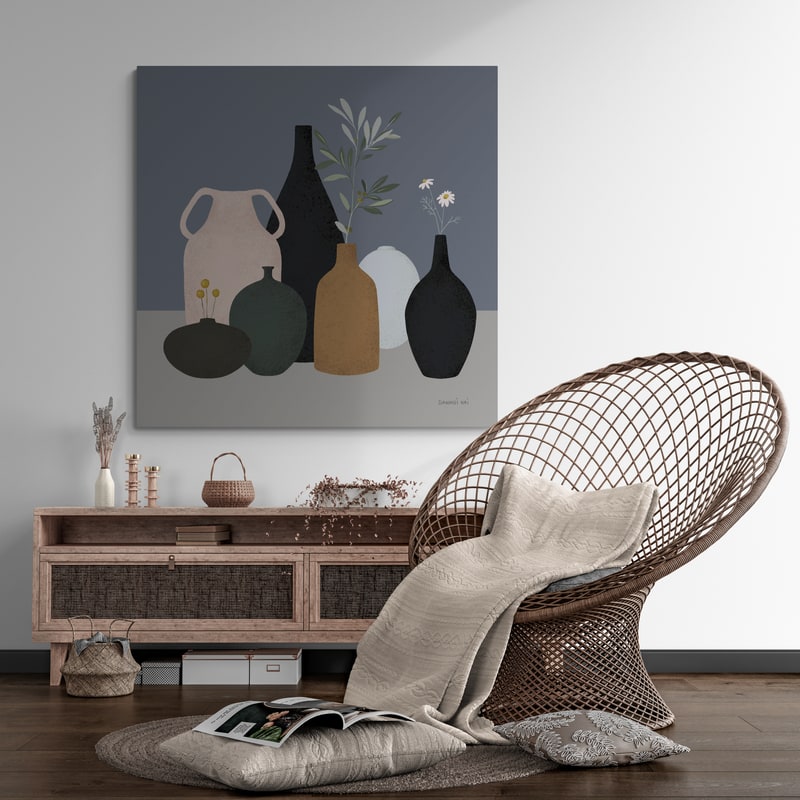 Simple Vessels I by Danhui Nai wall art in a living room