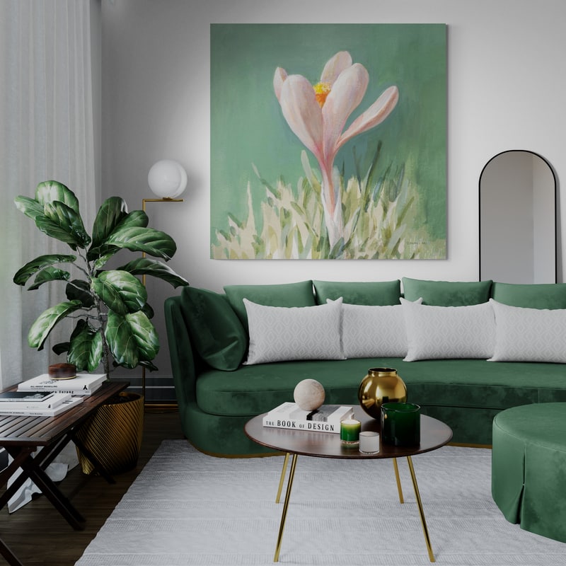 Soft Crocus by Danhui Nai wall art in a living room
