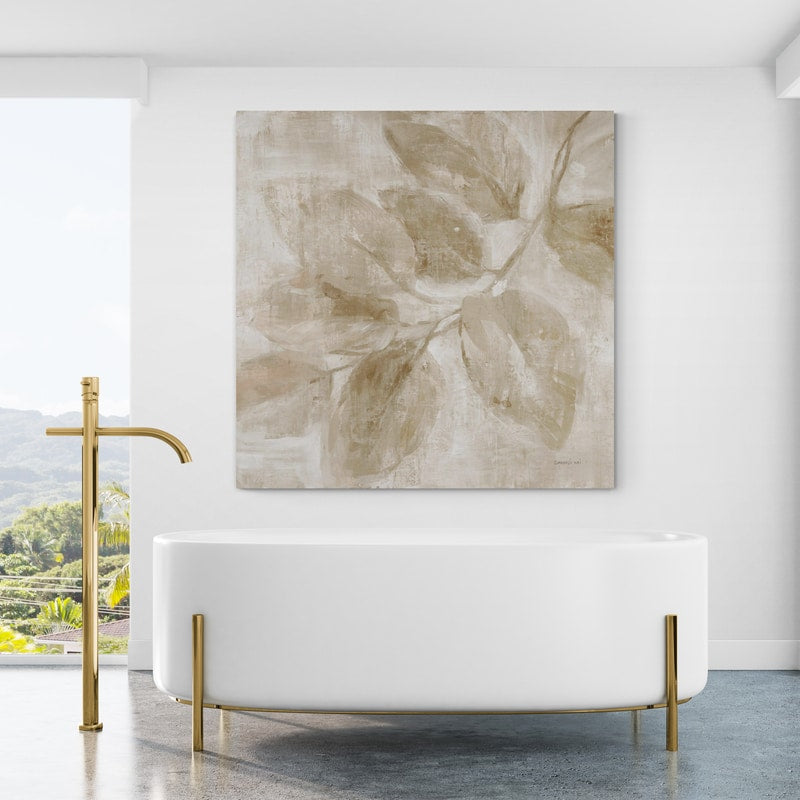 Soft Leaves II Verdant by Danhui Nai wall art in a bathroom
