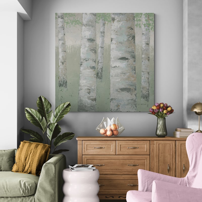 Spring Birch by James Wiens wall art in a living room