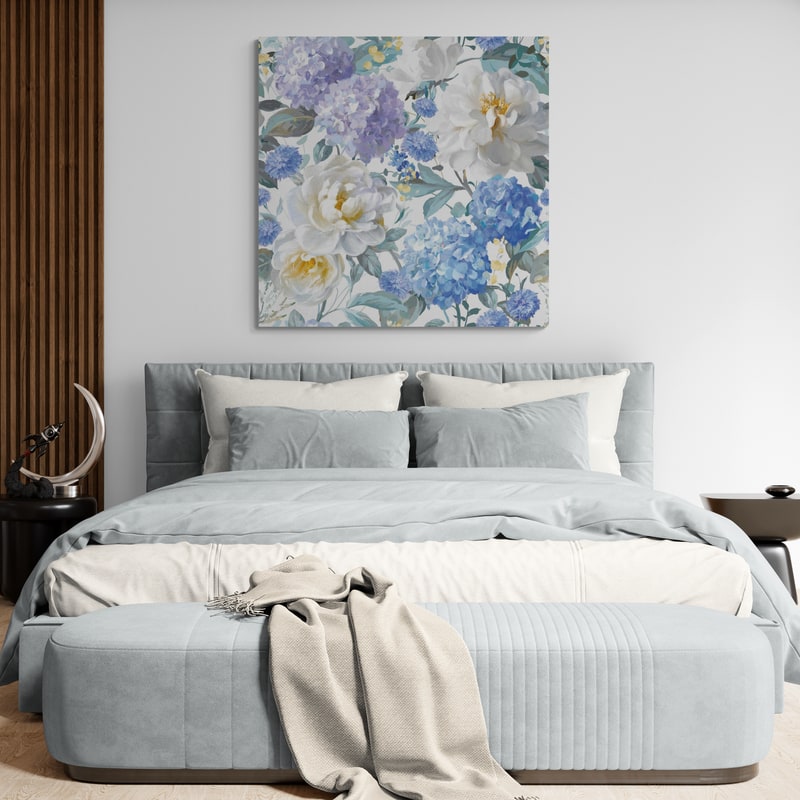 Spring Morning Blooms Pattern IA by Danhui Nai wall art in a bedroom