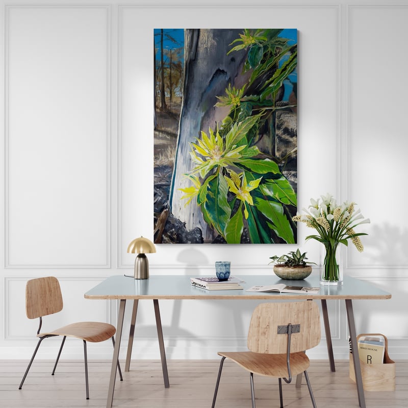 Spring Shoots by Marina Strijakova wall art in a dining room