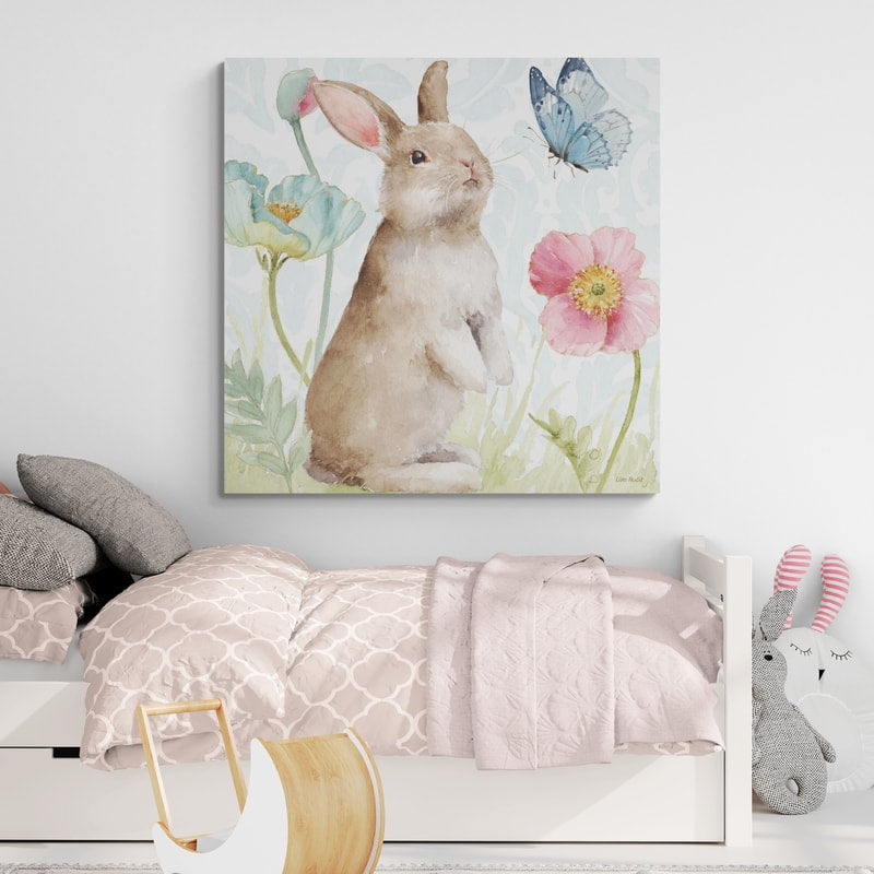 Spring Softies Bunnies II by Lisa Audit wall art in a living room
