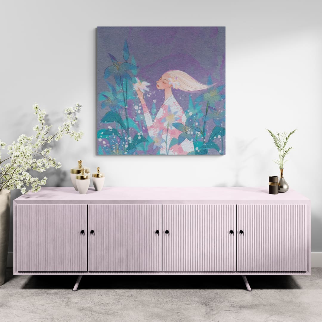 Spring Story - Blue Lily by Lisha Sun wall art from Glam Wall Art