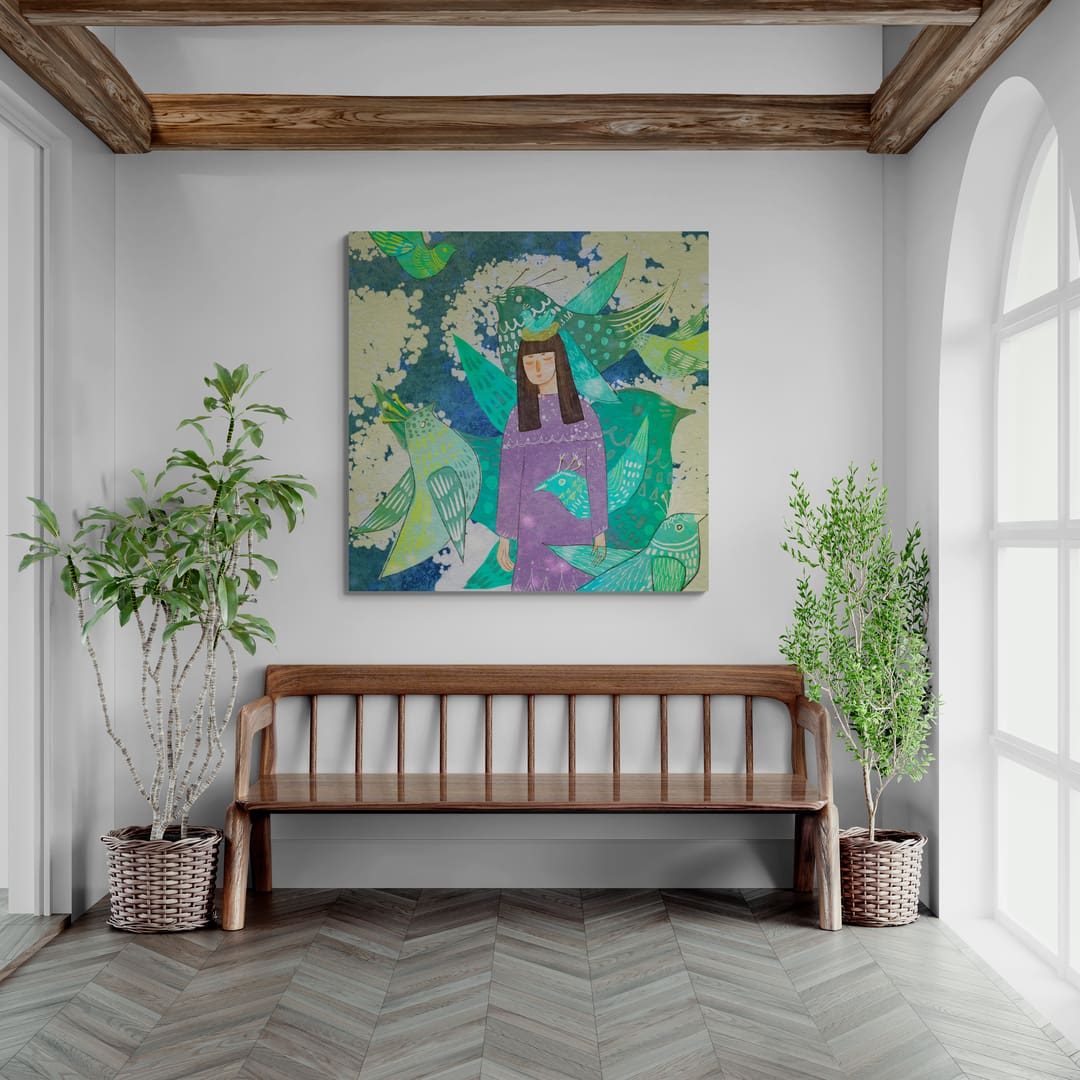 Spring Story - Bluebird by Lisha Sun wall art from Glam Wall Art