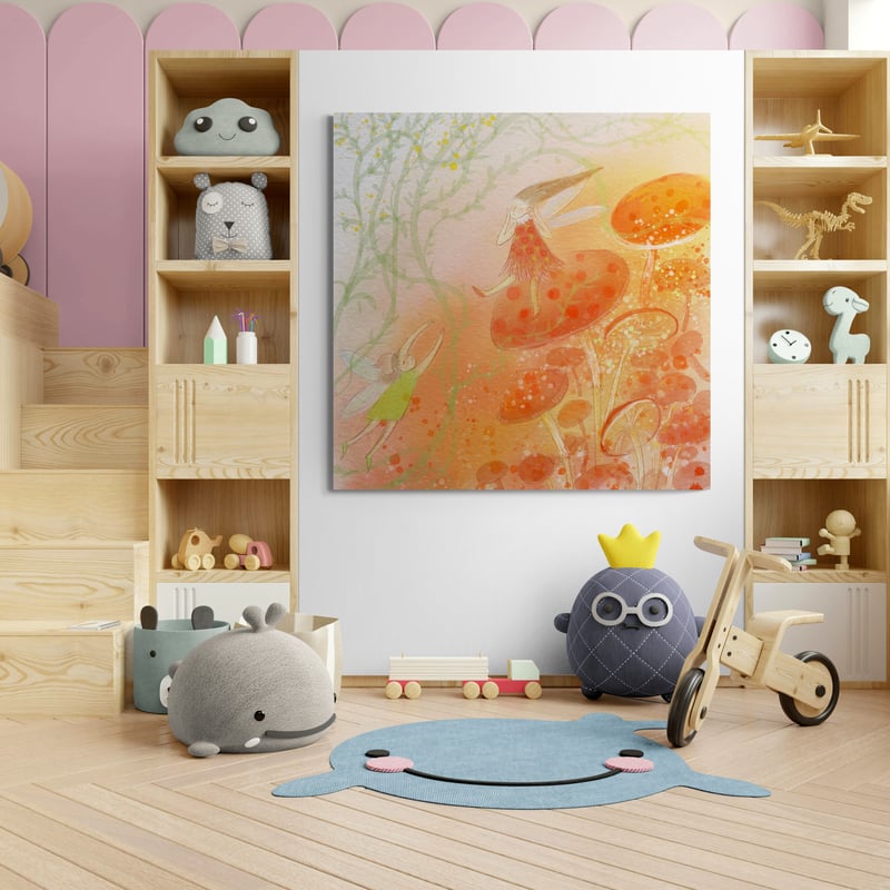 Spring Story - Message of the Spring Breeze by Lisha Sun wall art in a kids room