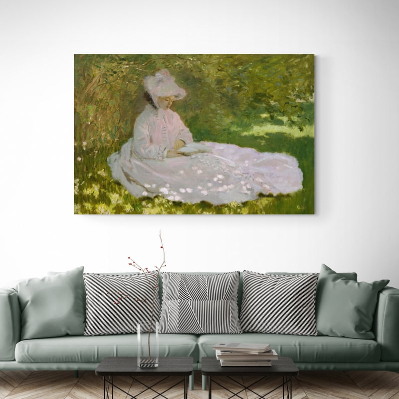 Springtime 1872 by Claude Monet wall art in a living room