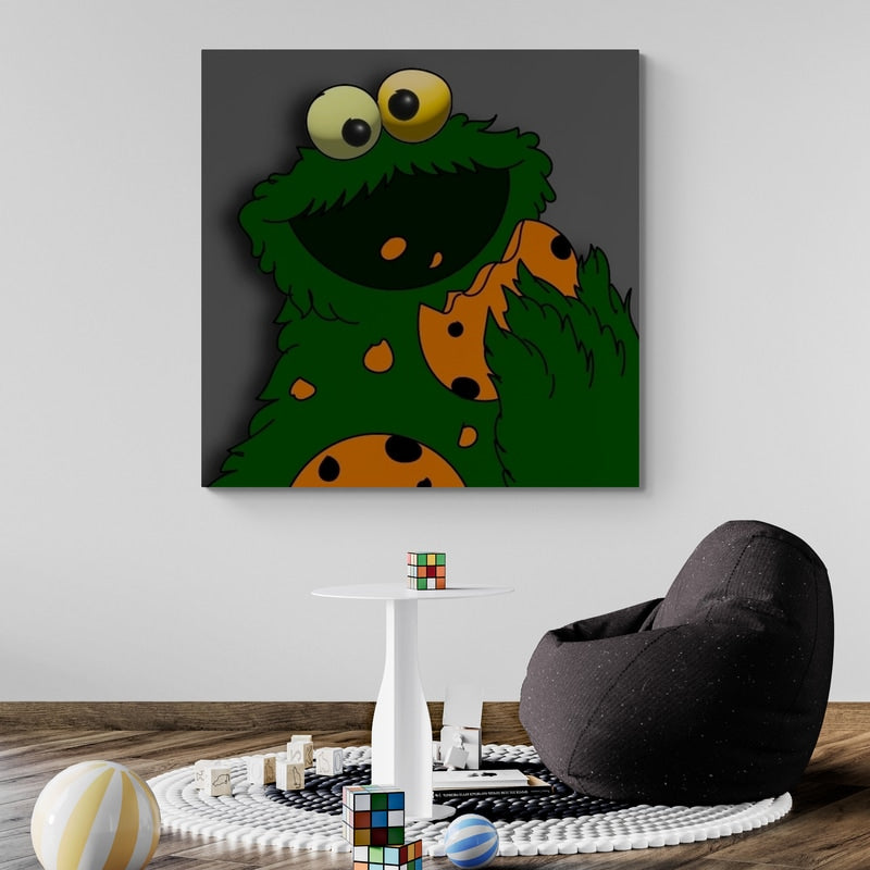 Oscar The Cookie Monster by Technodrome1 wall art in a kids room