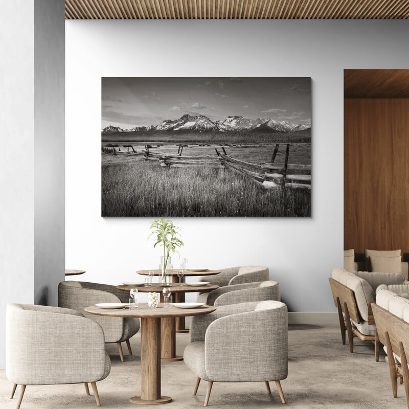 Stanley Basin Fence by Alan Majchrowicz wall art in a living room