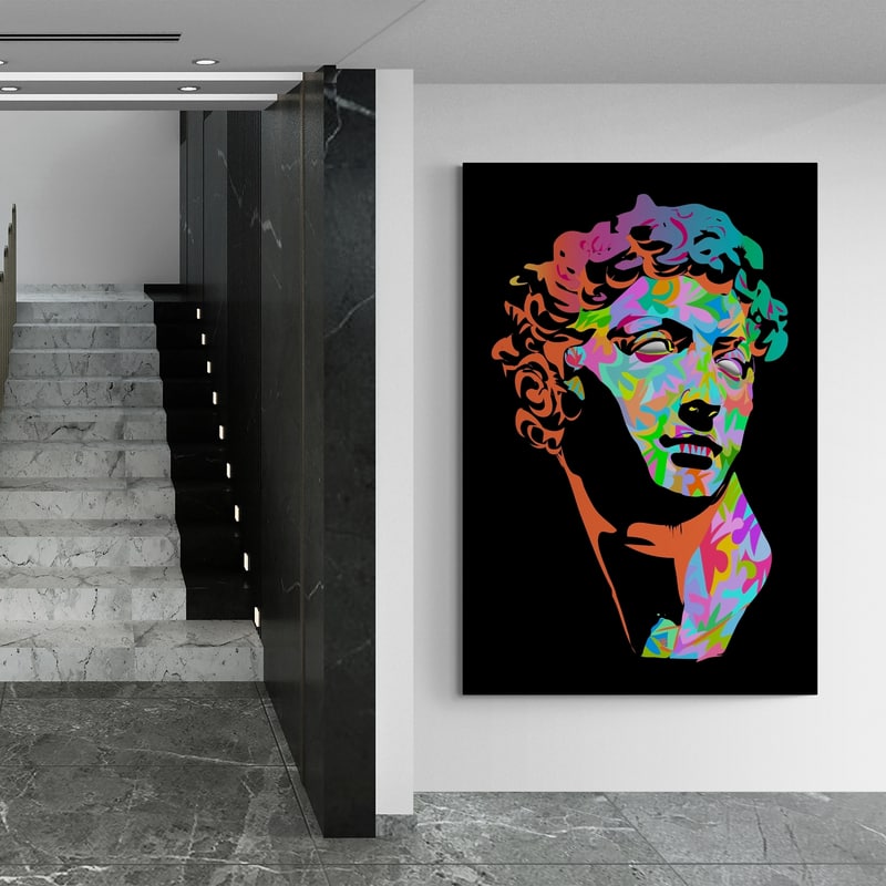 Statue Head Dec 2024 by Technodrome1 wall art in a hallway